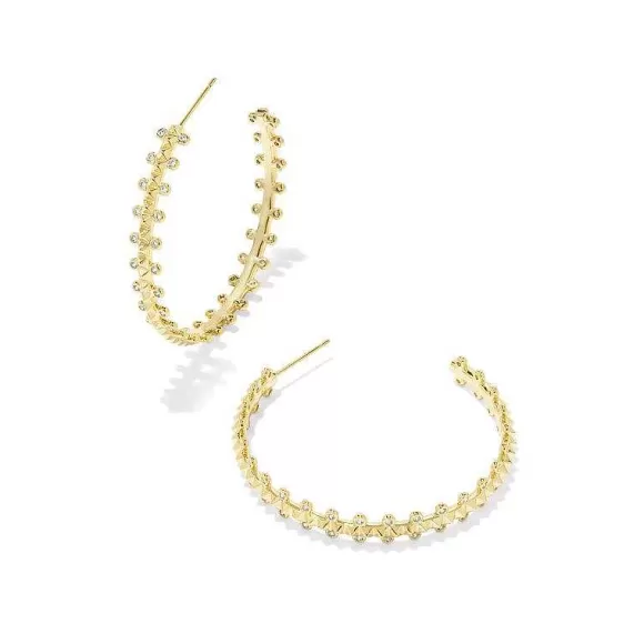 Kendra Scott Jada Gold Hoop Earrings In White Crystal> Earrings