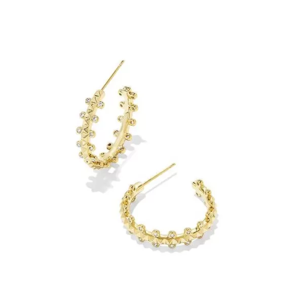 Kendra Scott Jada Gold Small Hoop Earrings In White Crystal> Earrings