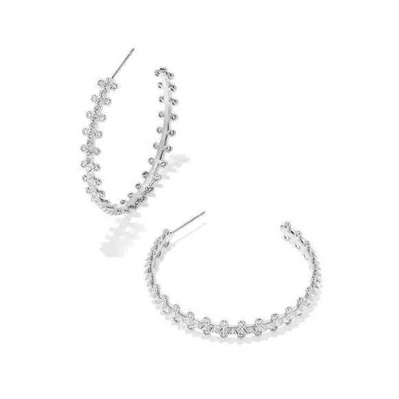 Kendra Scott Jada Silver Hoop In White Crystal> Earrings