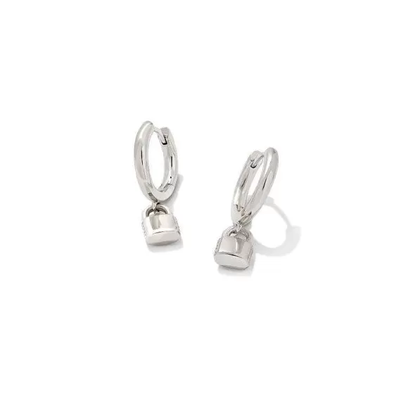 Kendra Scott Jess Lock Huggie Earrings In Rhodium Metal> Earrings