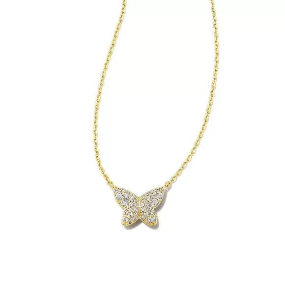 Kendra Scott Lillia Crystal Pendant Gold In White Crystal> Necklaces