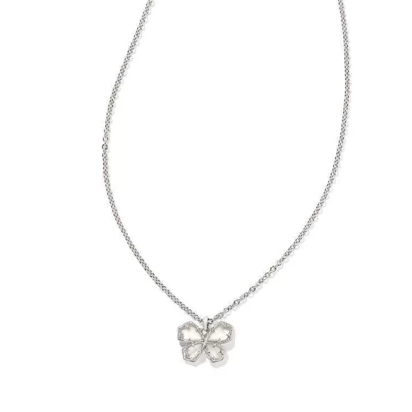 Kendra Scott Mae Butterfly Short Pendant Silver In Ivory Mother Of Pearl> Necklaces