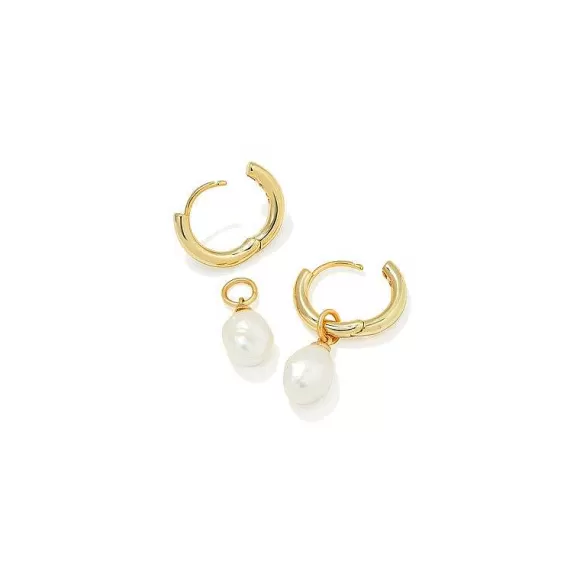 Kendra Scott Willa Huggie Gold In White Pearl> Earrings