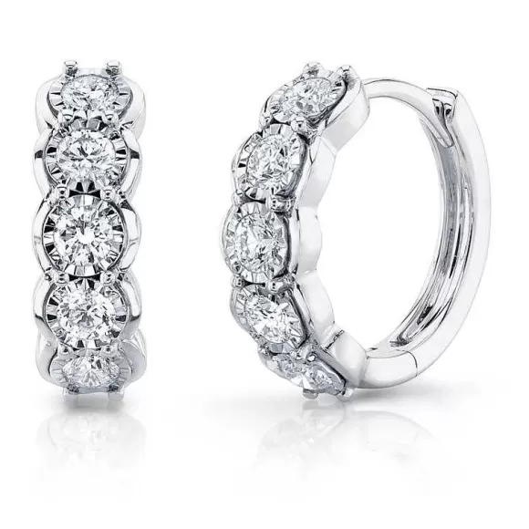 Shy Creation Diamond Huggie Earrings> Earrings