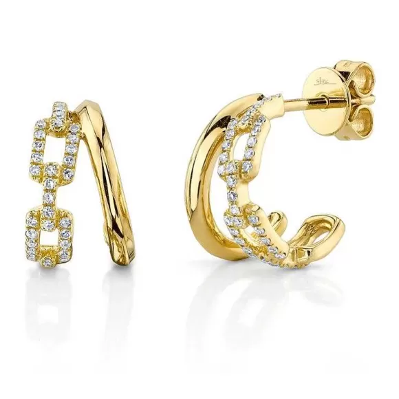 Shy Creation Diamond Link Hoop Earrings> Earrings