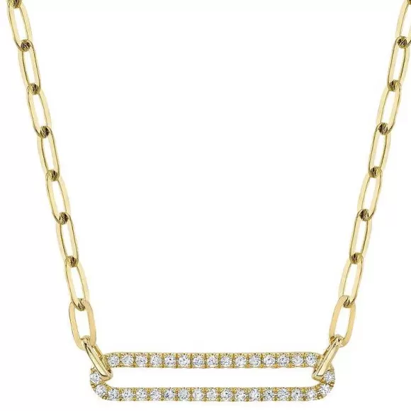 Shy Creation Paper Clip Link Diamond Necklace> Necklaces